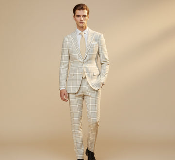 The Luxe Cream Grid Suit